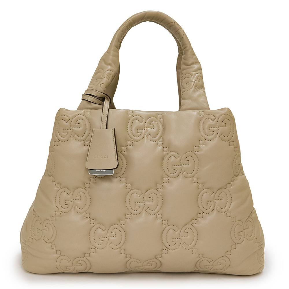 Gucci GG Matelasse Tote Handbag Leather Beige